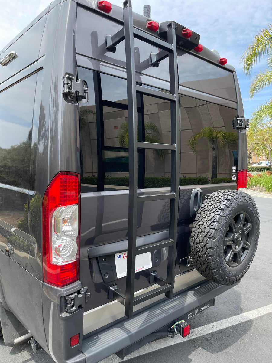 Promaster Rear Door Ladder - Aluminum -Black High Roof – Landed Gear, Inc.